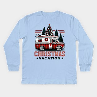 Christmas Vacation Plaid Rv Kids Long Sleeve T-Shirt